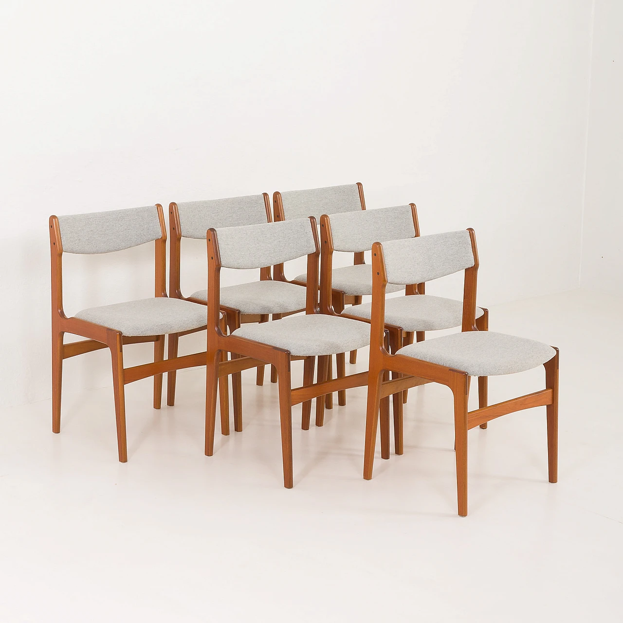 6 Chairs in teak and fabric by Erik Buch, 1960s 1