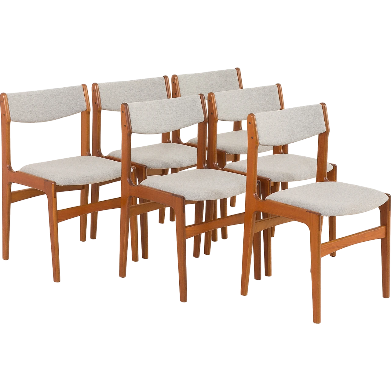 6 Chairs in teak and fabric by Erik Buch, 1960s 2