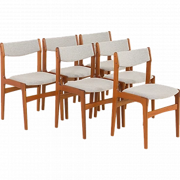 6 Chairs in teak and fabric by Erik Buch, 1960s