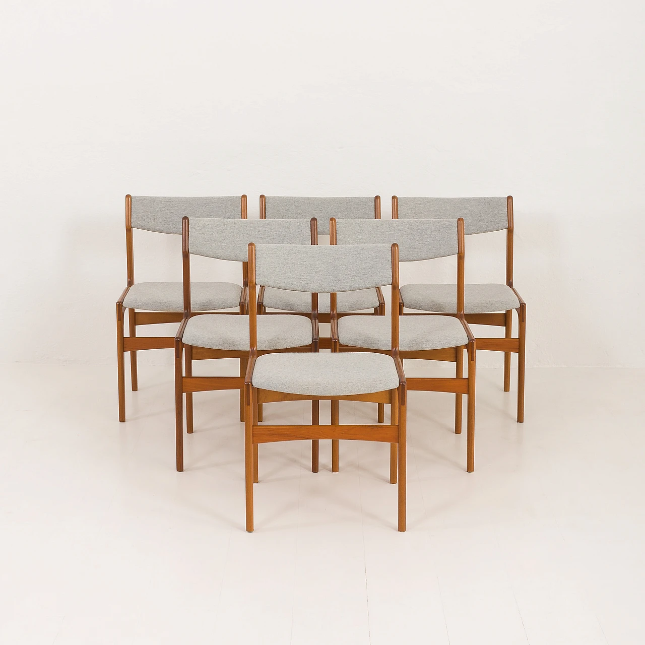 6 Chairs in teak and fabric by Erik Buch, 1960s 5