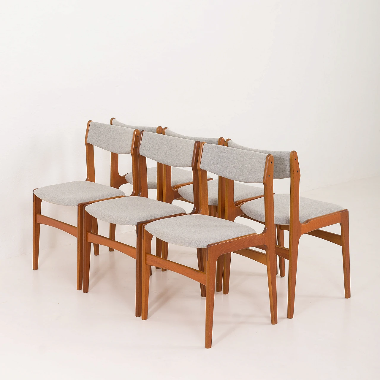 6 Chairs in teak and fabric by Erik Buch, 1960s 9