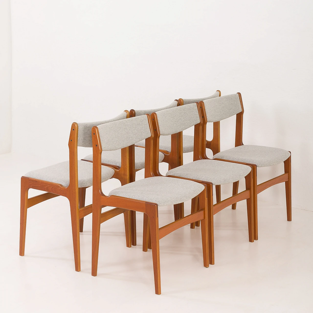 6 Chairs in teak and fabric by Erik Buch, 1960s 10