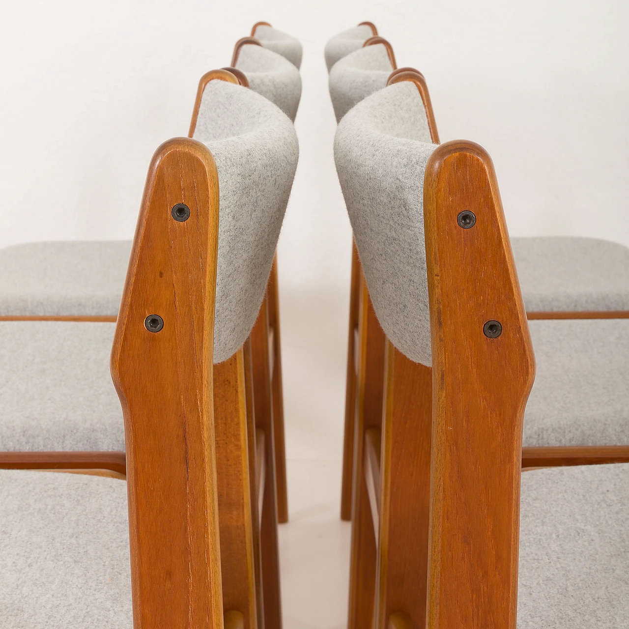 6 Chairs in teak and fabric by Erik Buch, 1960s 12