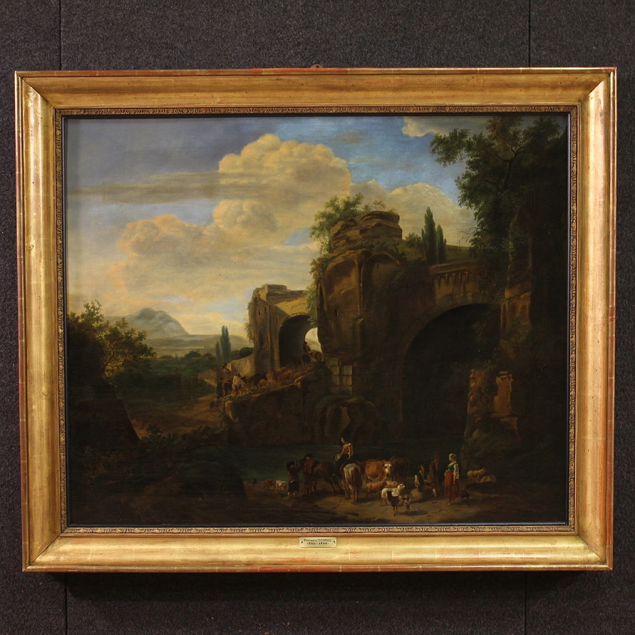 Attributed to F. Zuccarelli, Landscape, oil on canvas, 18th century 1