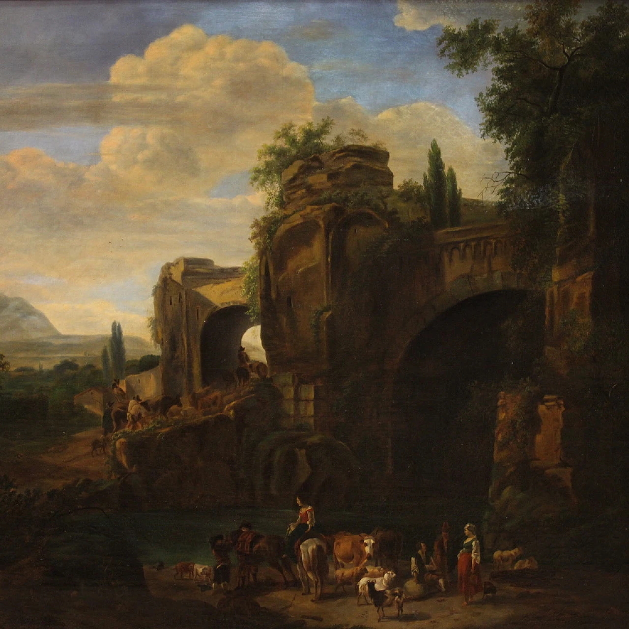 Attributed to F. Zuccarelli, Landscape, oil on canvas, 18th century 2