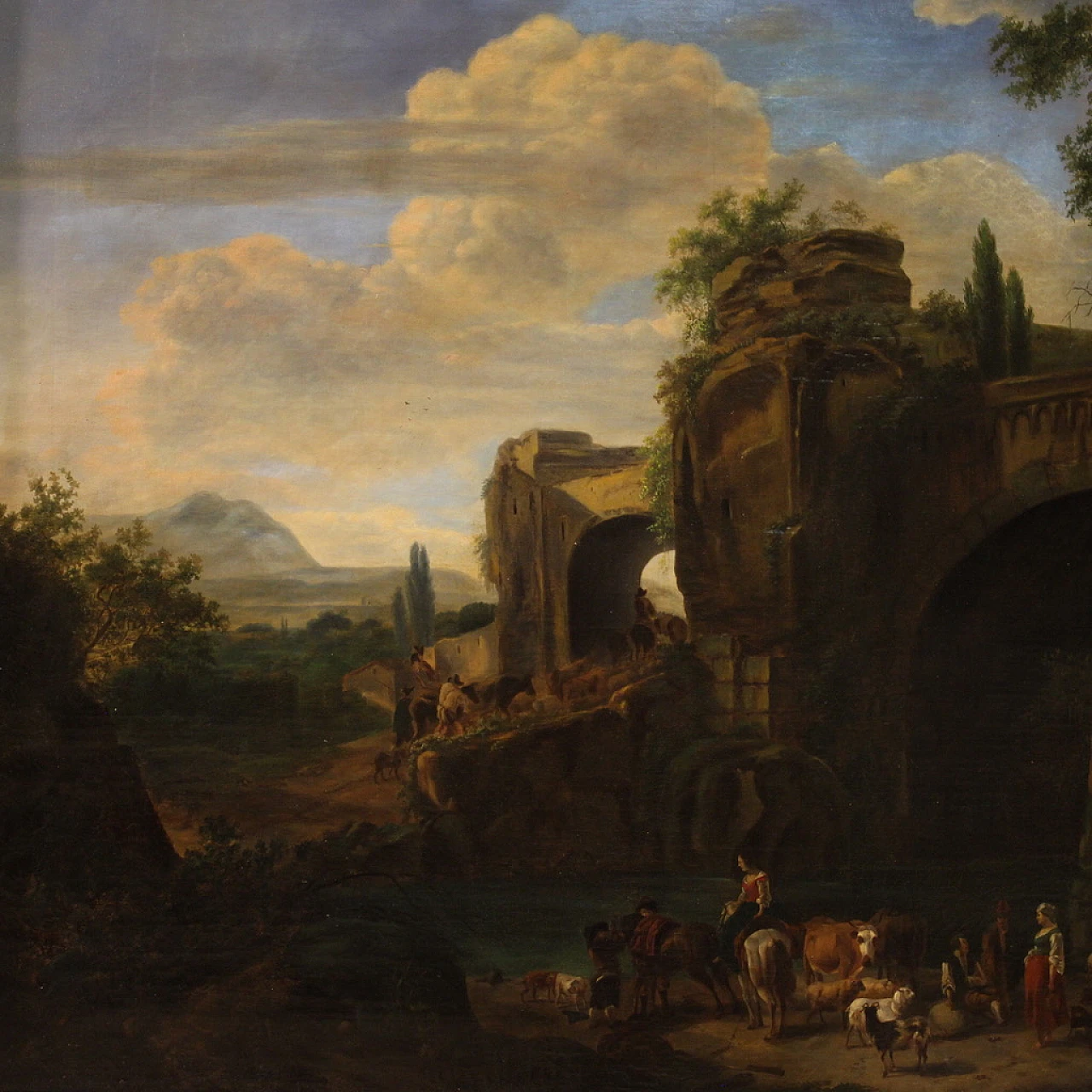 Attributed to F. Zuccarelli, Landscape, oil on canvas, 18th century 4