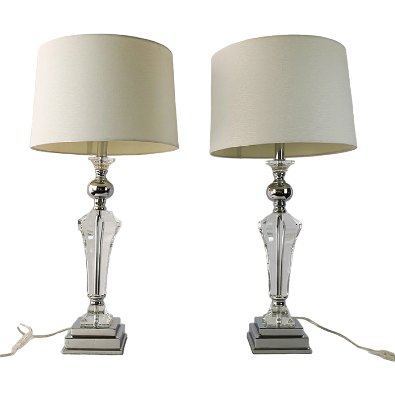 Pair of table lamps in Murano glass and steel, 1980s 11