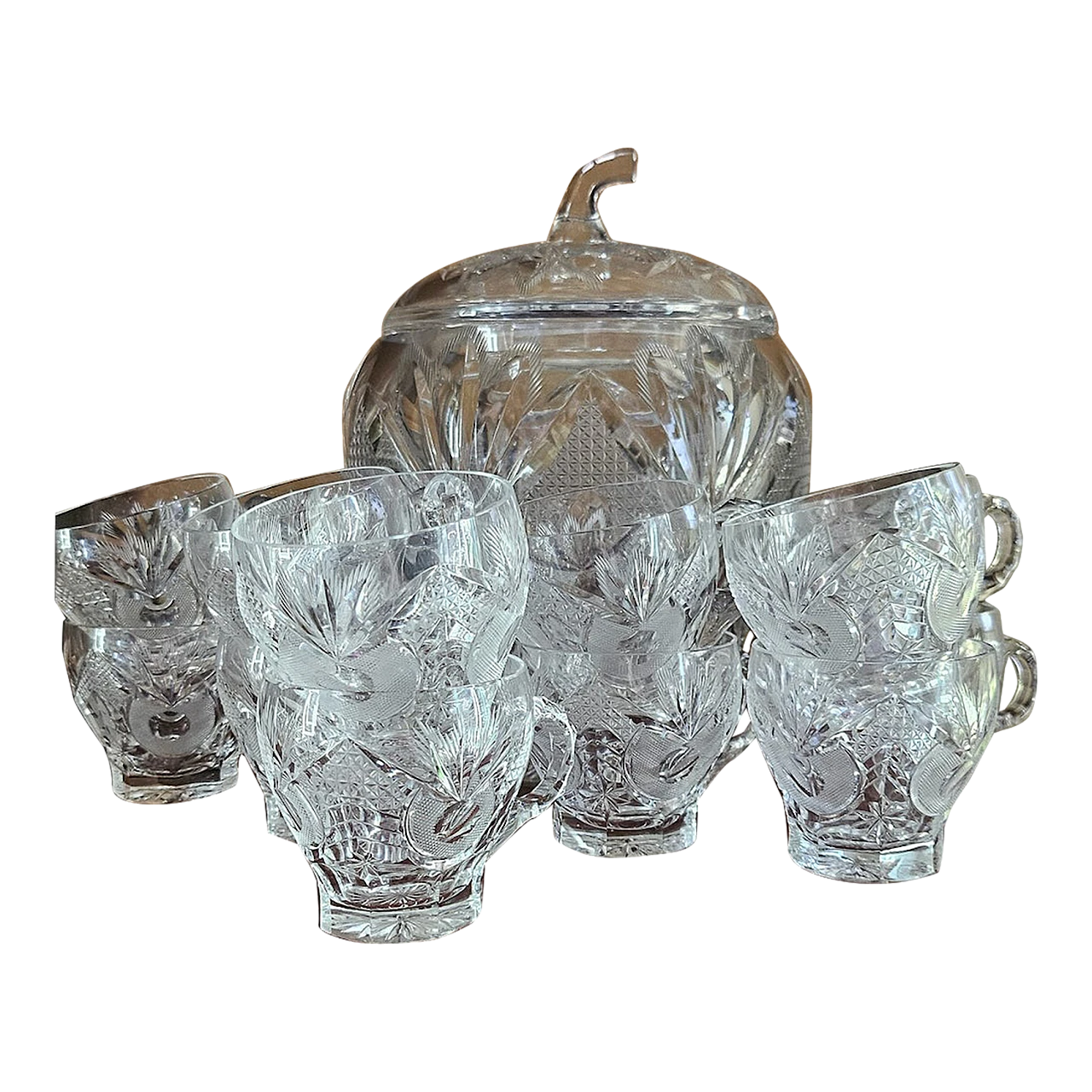 Bohemia crystal punch service, early 20th century 2