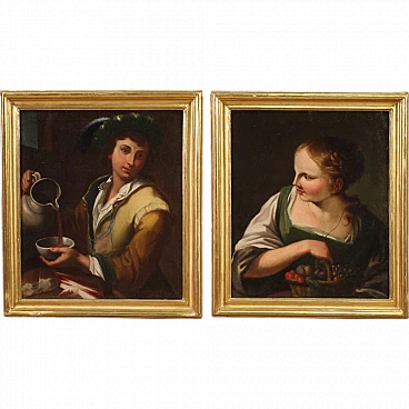 Attributed to Morosi, pair of paintings, olil on canvas, 18th century