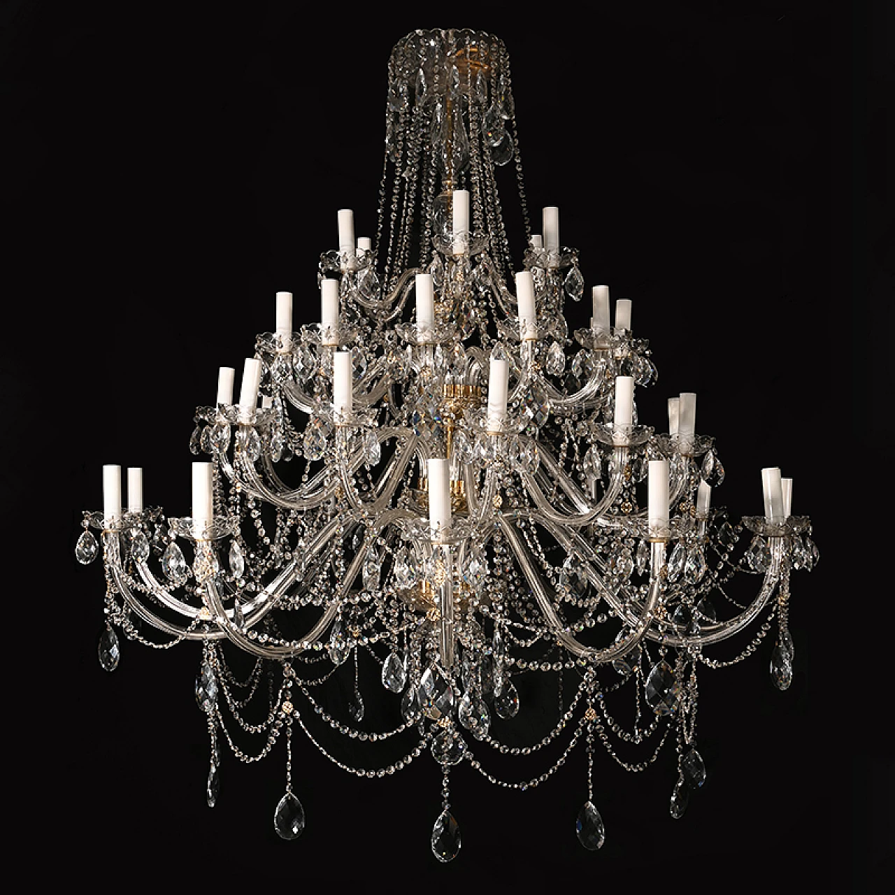 38-Light Mariateresa chandelier in glass & golden metal 1