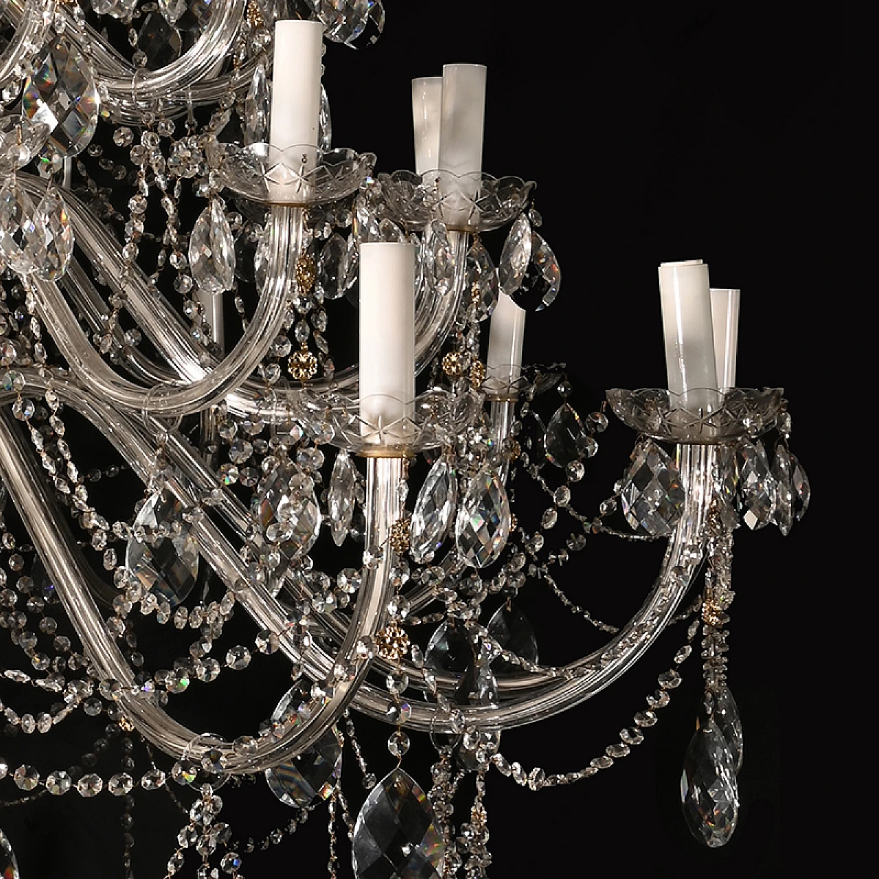 38-Light Mariateresa chandelier in glass & golden metal 4