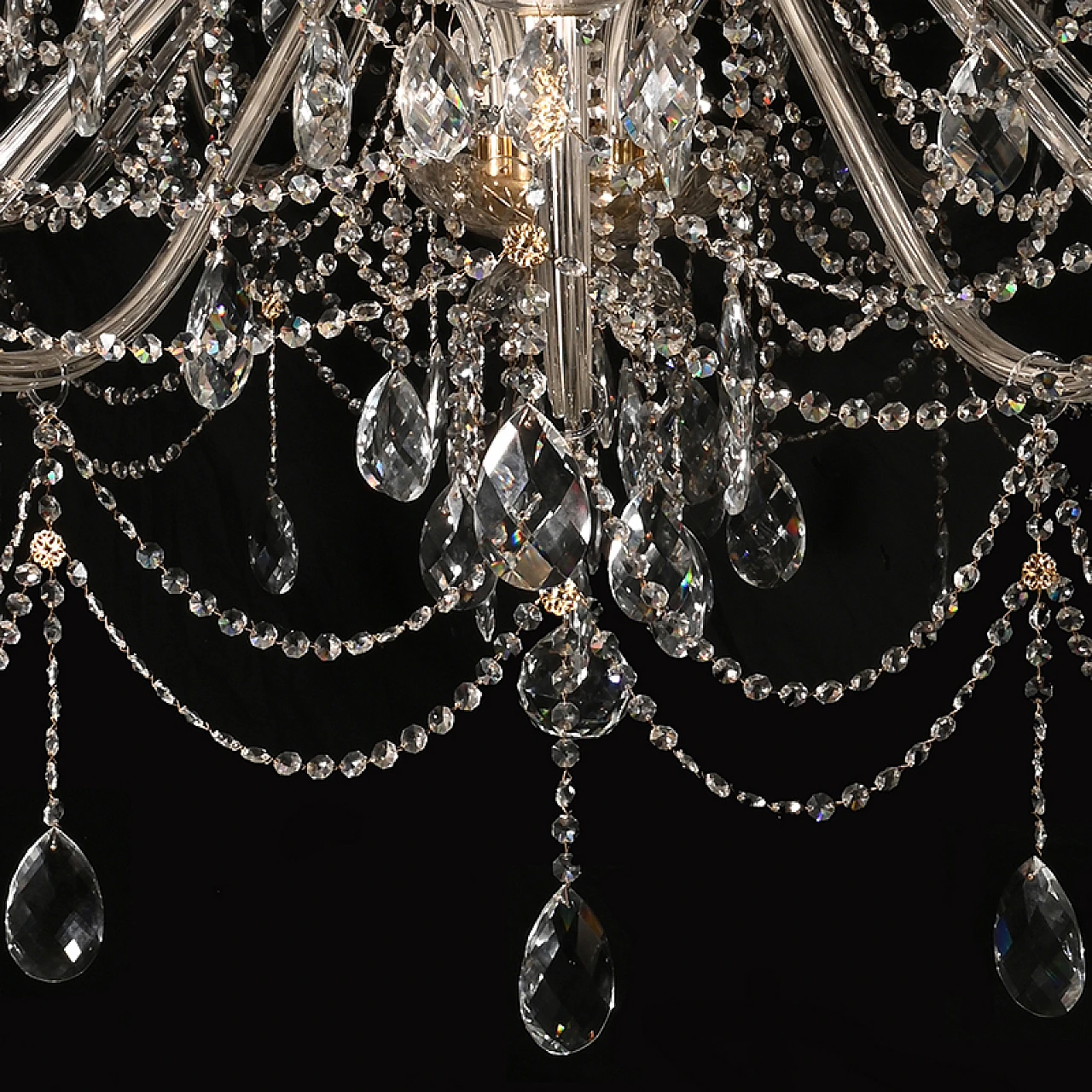 38-Light Mariateresa chandelier in glass & golden metal 7