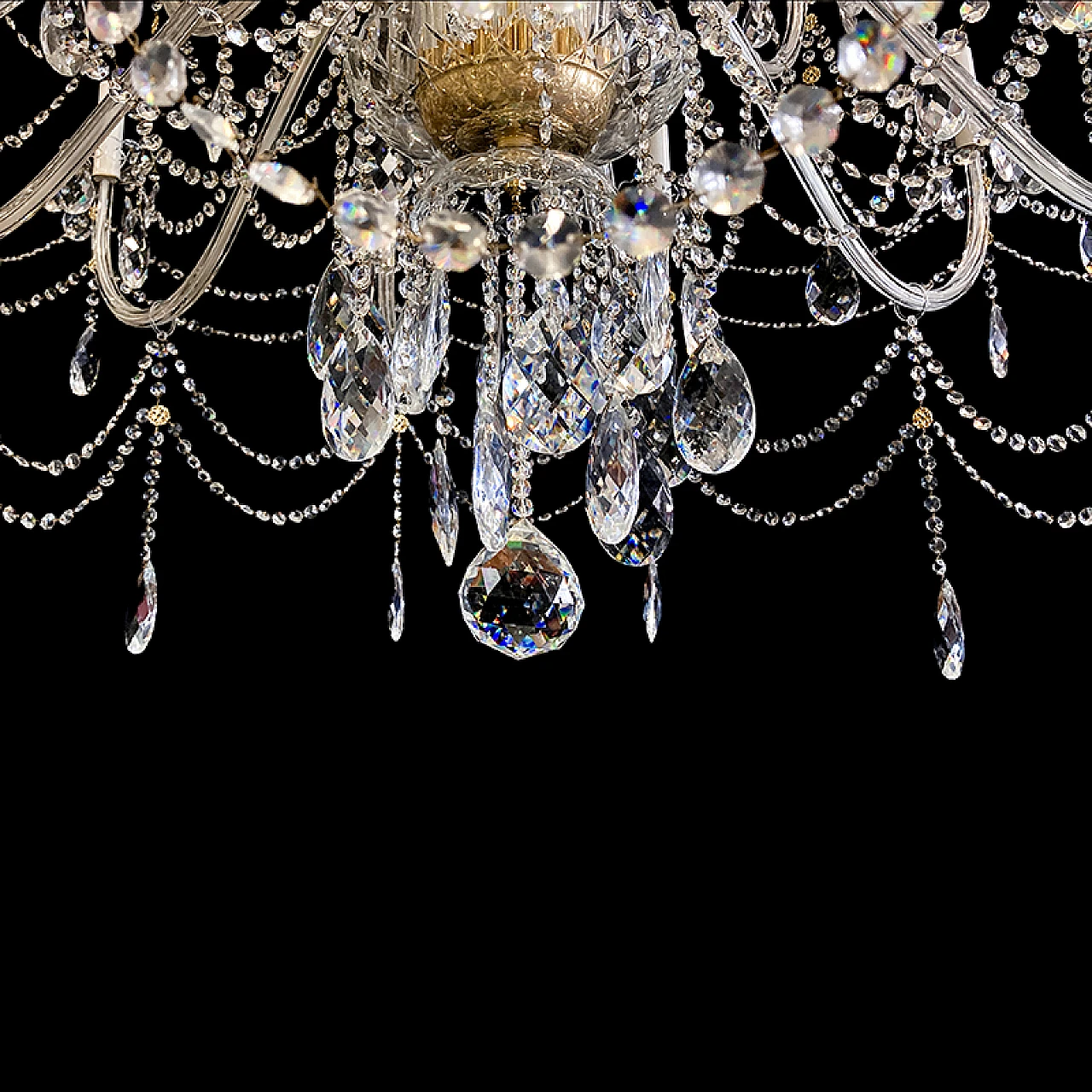 38-Light Mariateresa chandelier in glass & golden metal 9