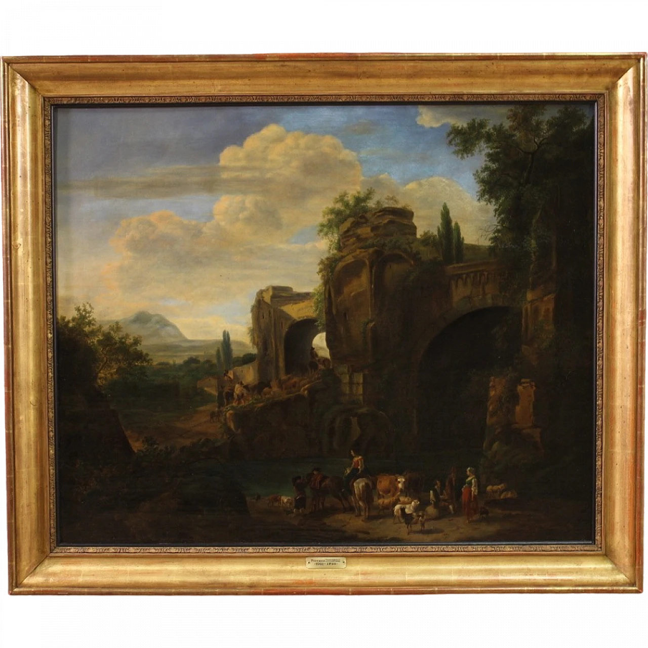 Attributed to F. Zuccarelli, Landscape, oil on canvas, 18th century 16