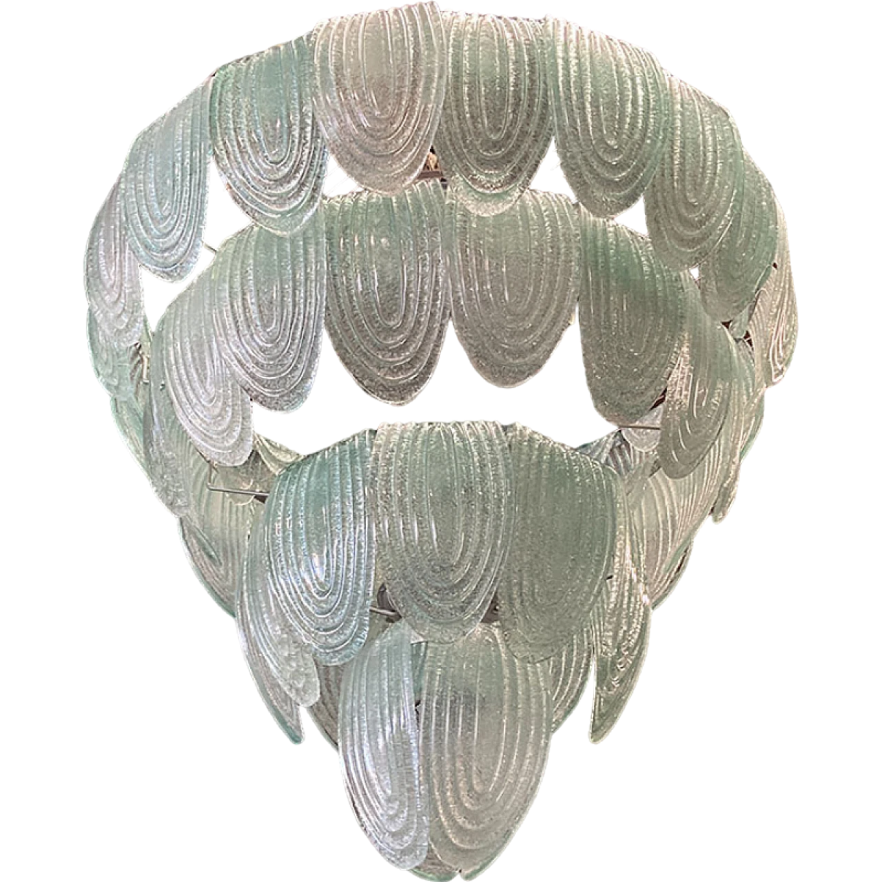 Green Murano glass ceiling lamp with metal structure, 1920s 7