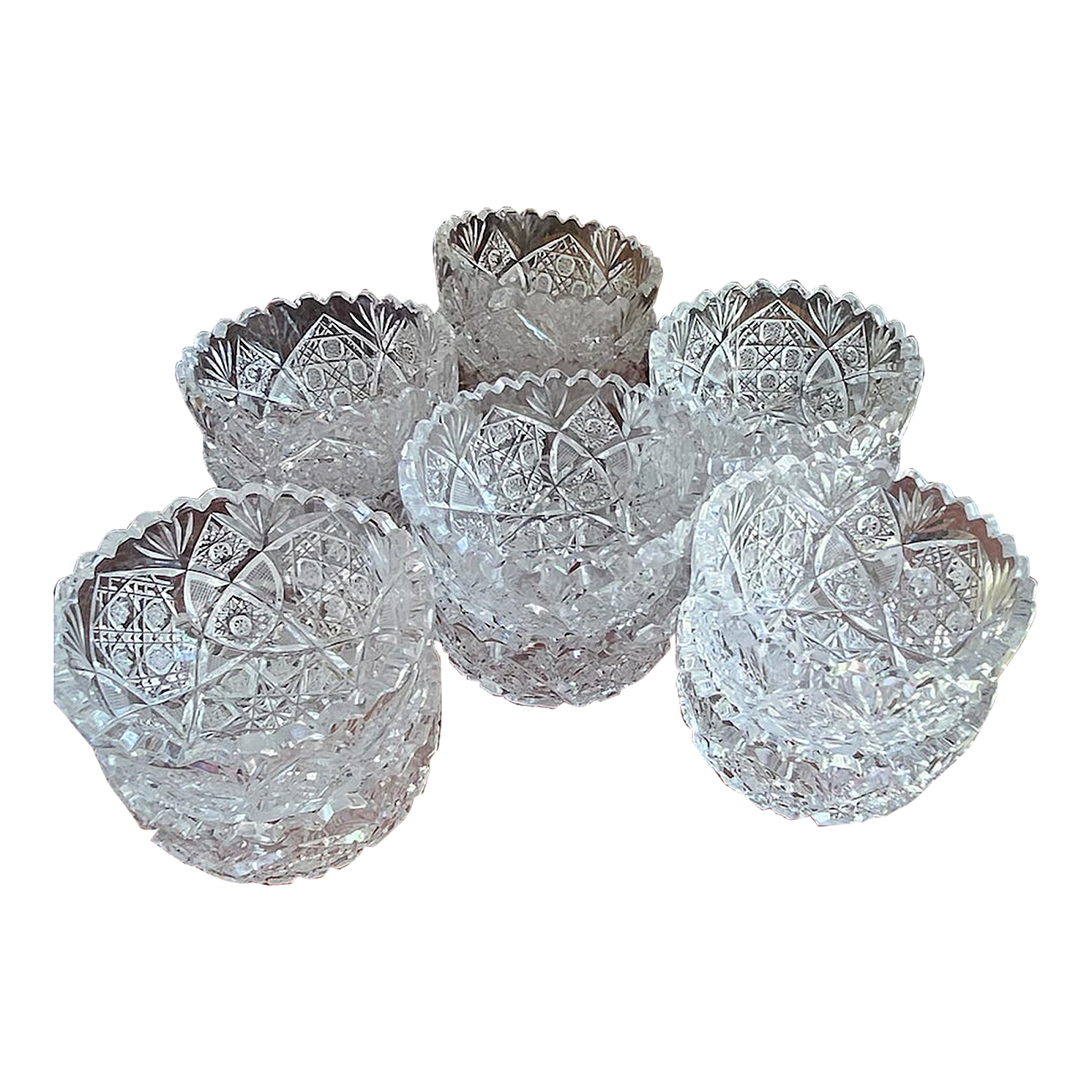 Bohemia crystal fruit salad service, early 20th century 4