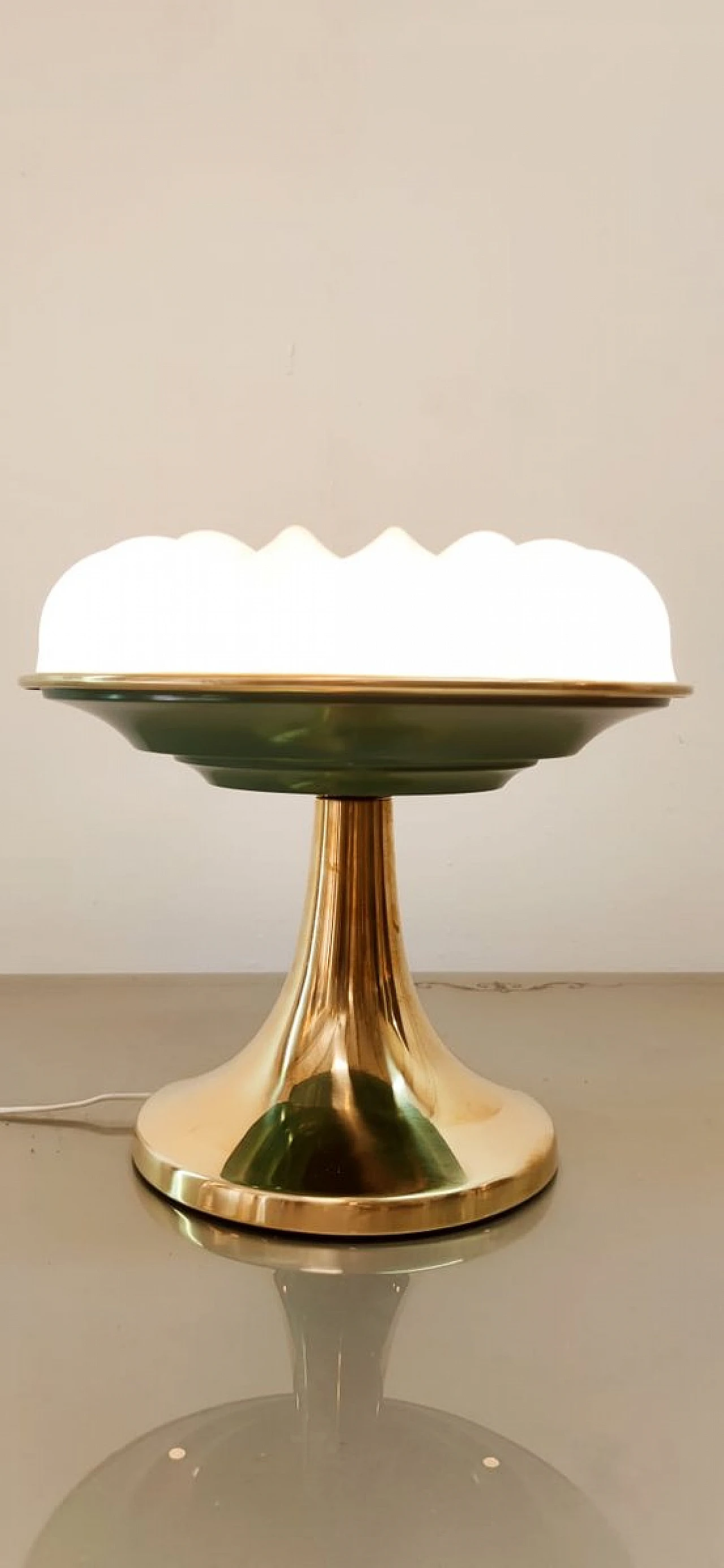 Table lamp made of aluminium, brass and plastic, 1950s 1