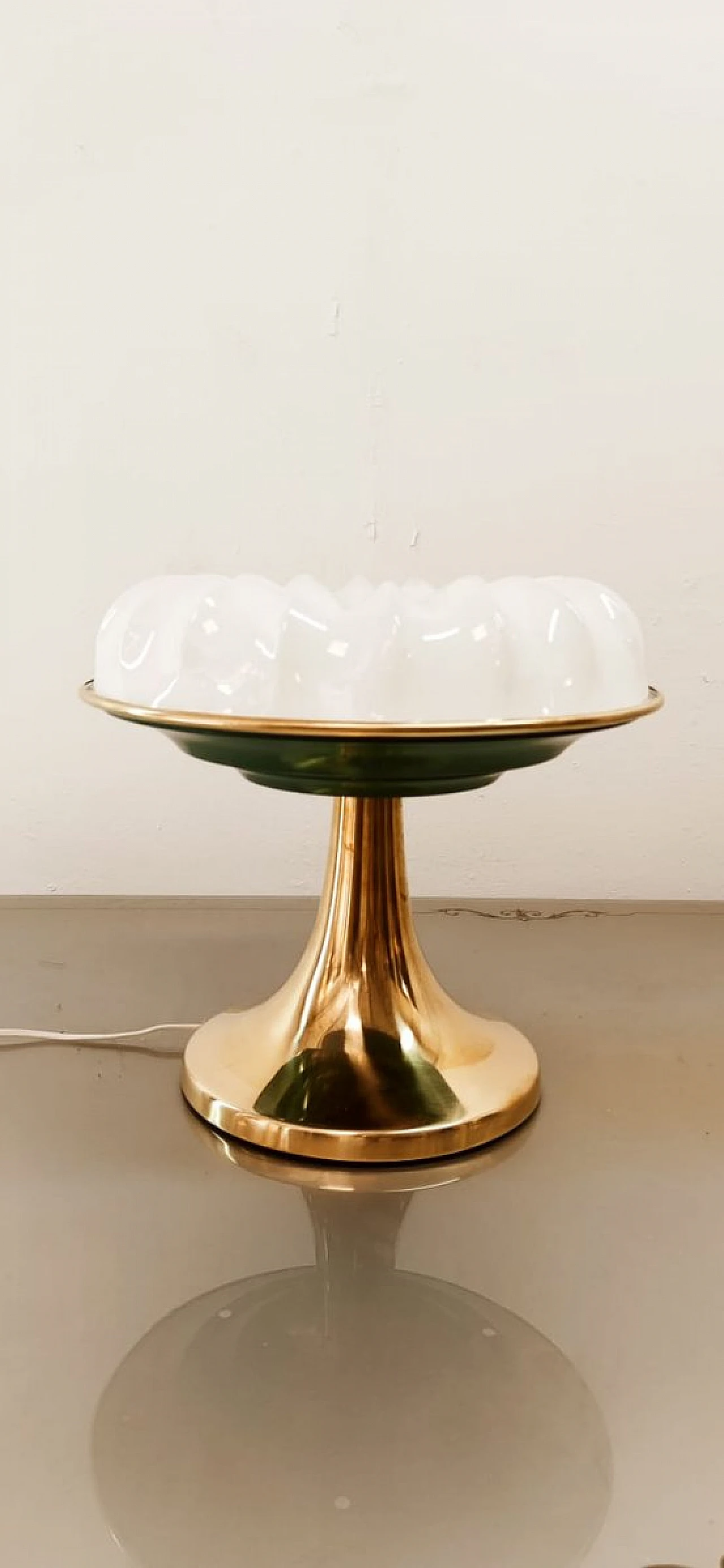 Table lamp made of aluminium, brass and plastic, 1950s 2