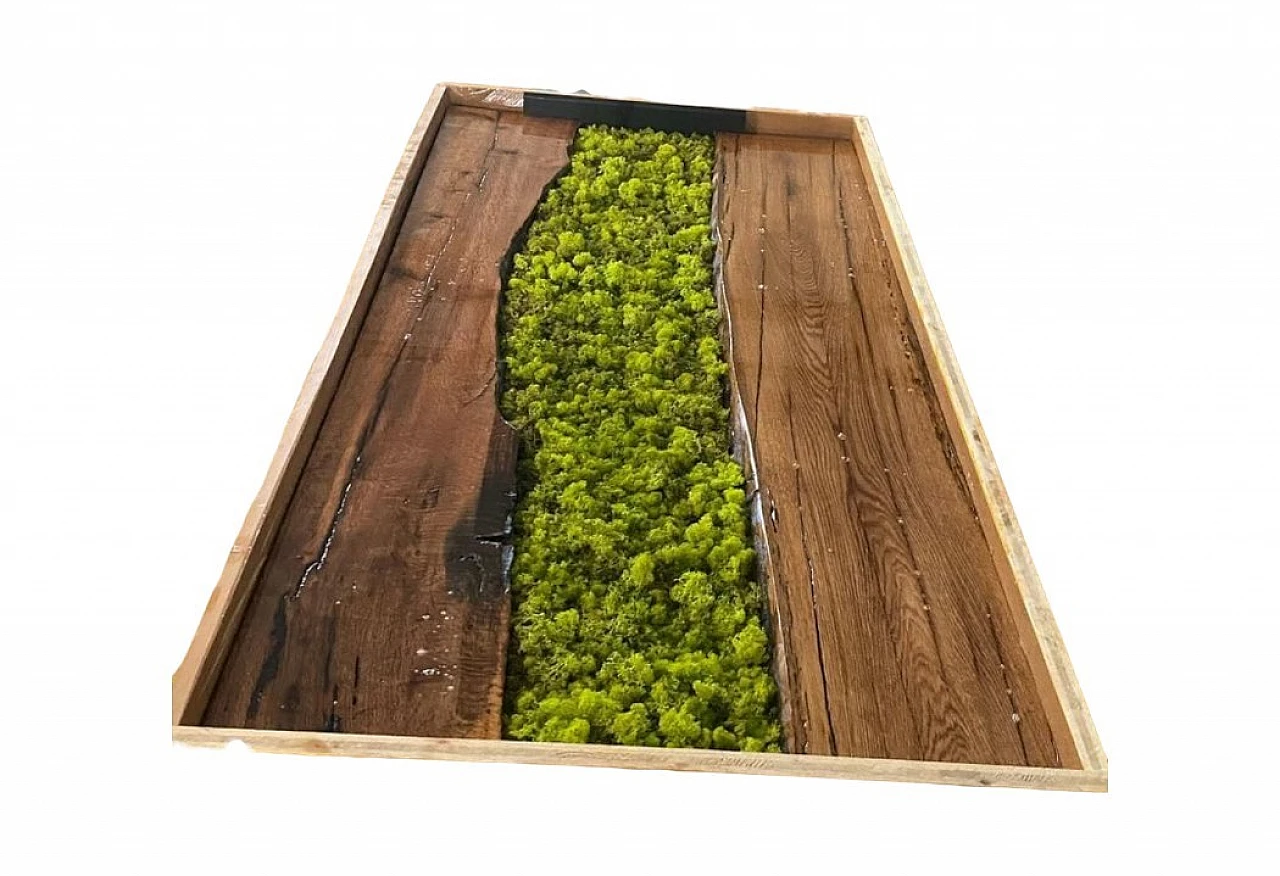 Table top in briccola wood & resin-coated moss, 2000s 6