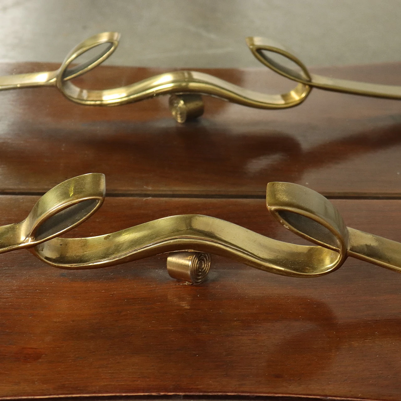 Vanity table in brass and briar veneer with mirror, 1930s 7