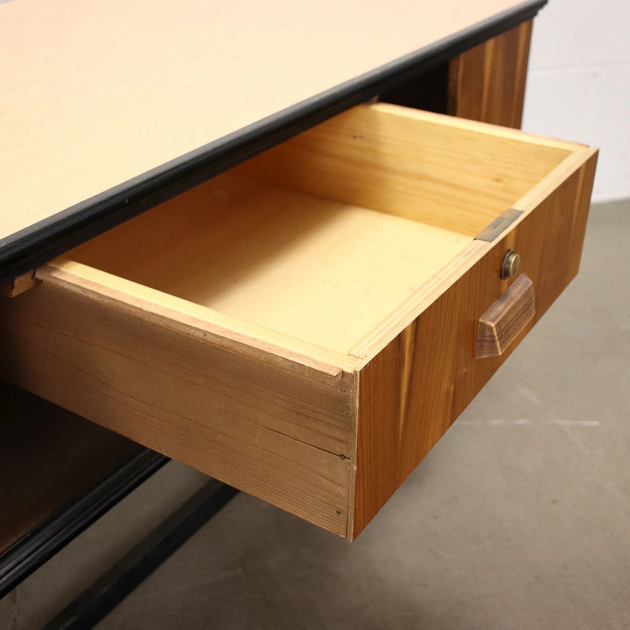 Wooden store counter with metal base, 1960s 6