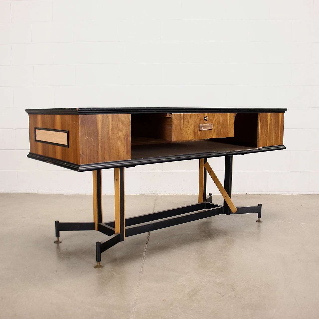 Wooden store counter with metal base, 1960s 9