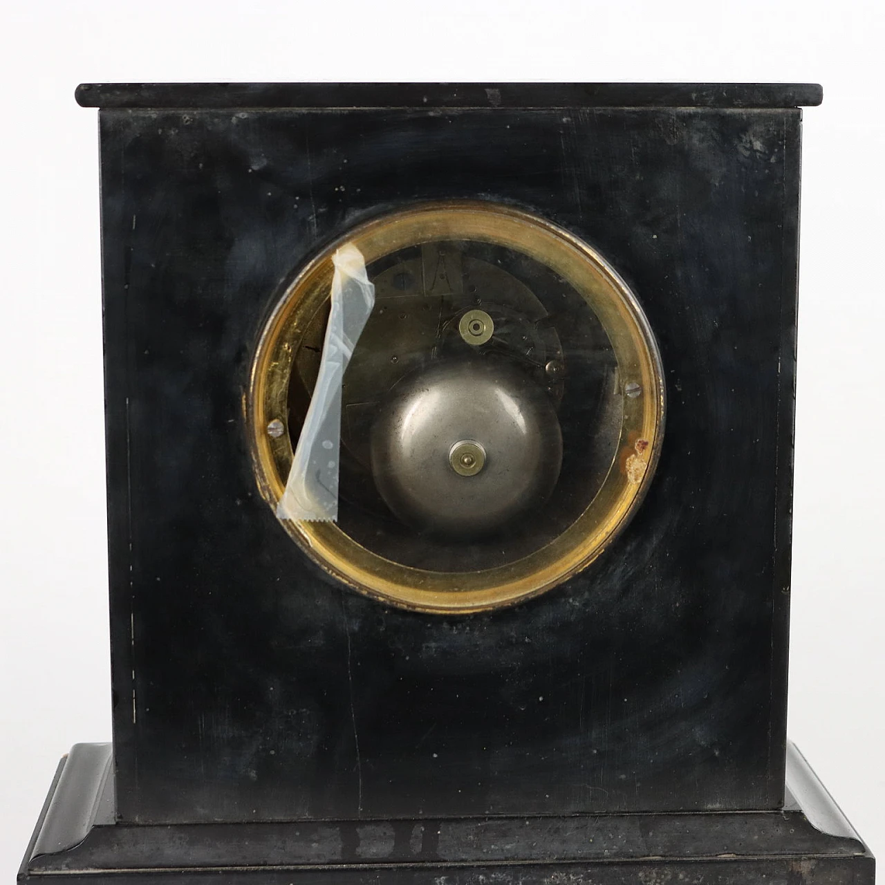 Black marble, breccia and gilded bronze table clock, late 19th century 7