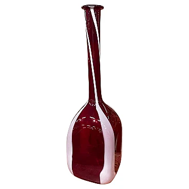Red & white Murano glass vase by Carlo Moretti, 1980s