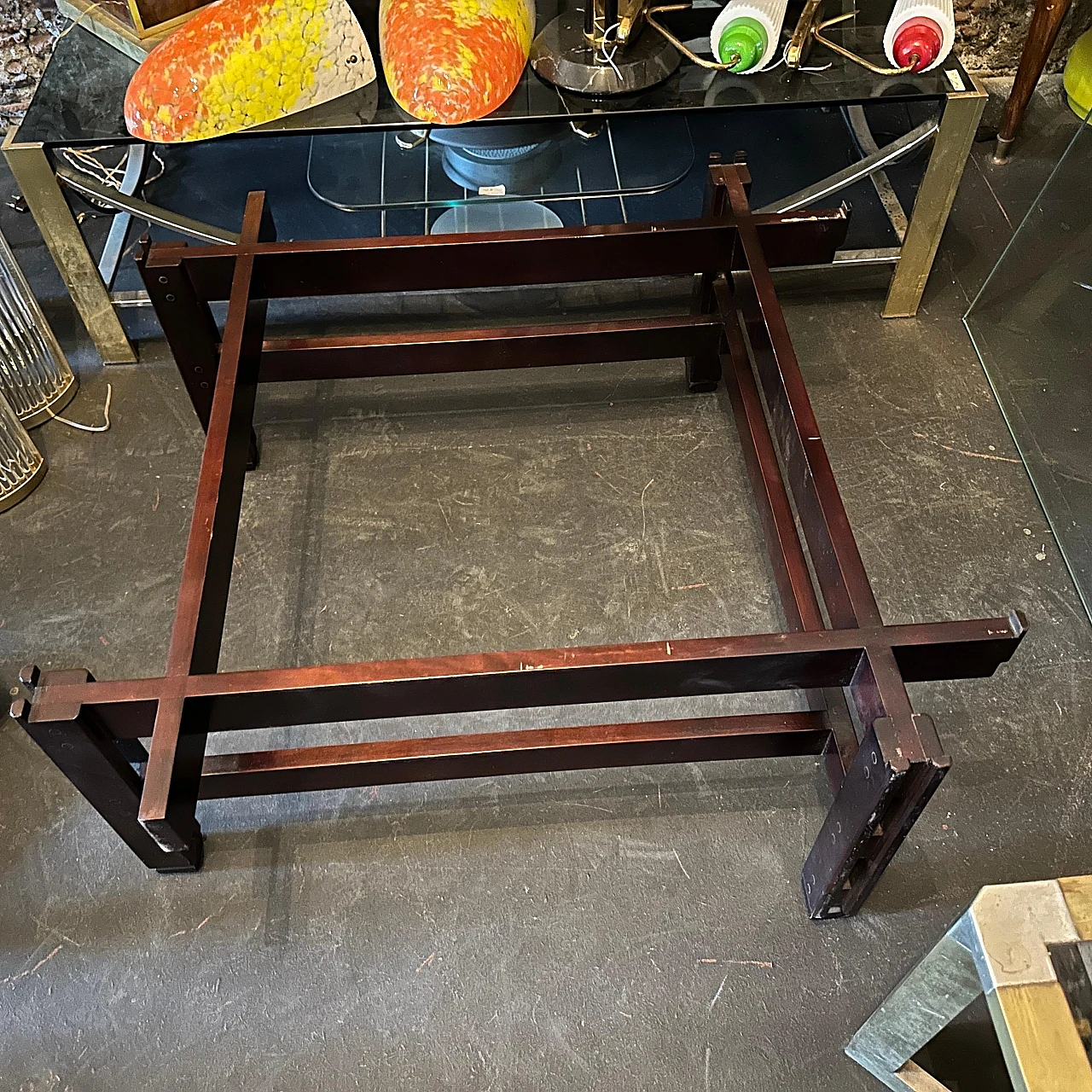 Square 751 coffee table in glass & wood by Parisi for Cassina, 1960s 15