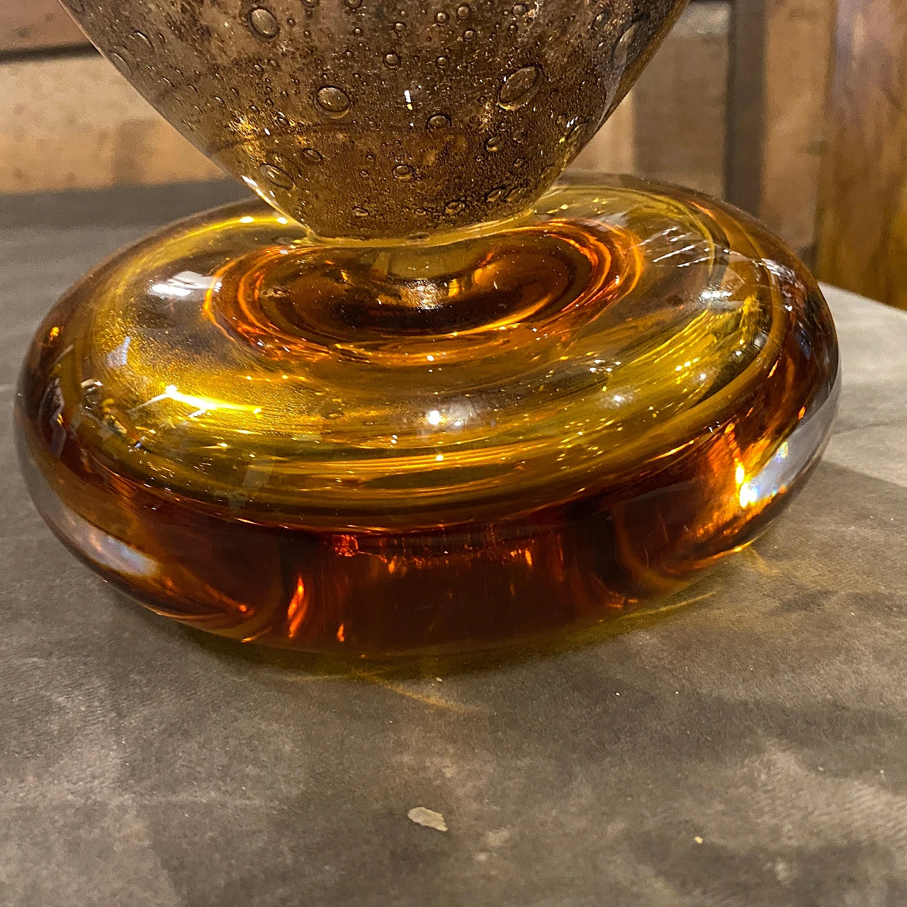 Brown & amber Murano glass vase by G. Cenedese, 1980s 9