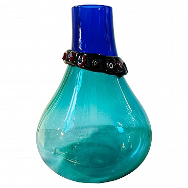 Incalmo vase in blue Murano glass by Alfredo Barbini, 1960s