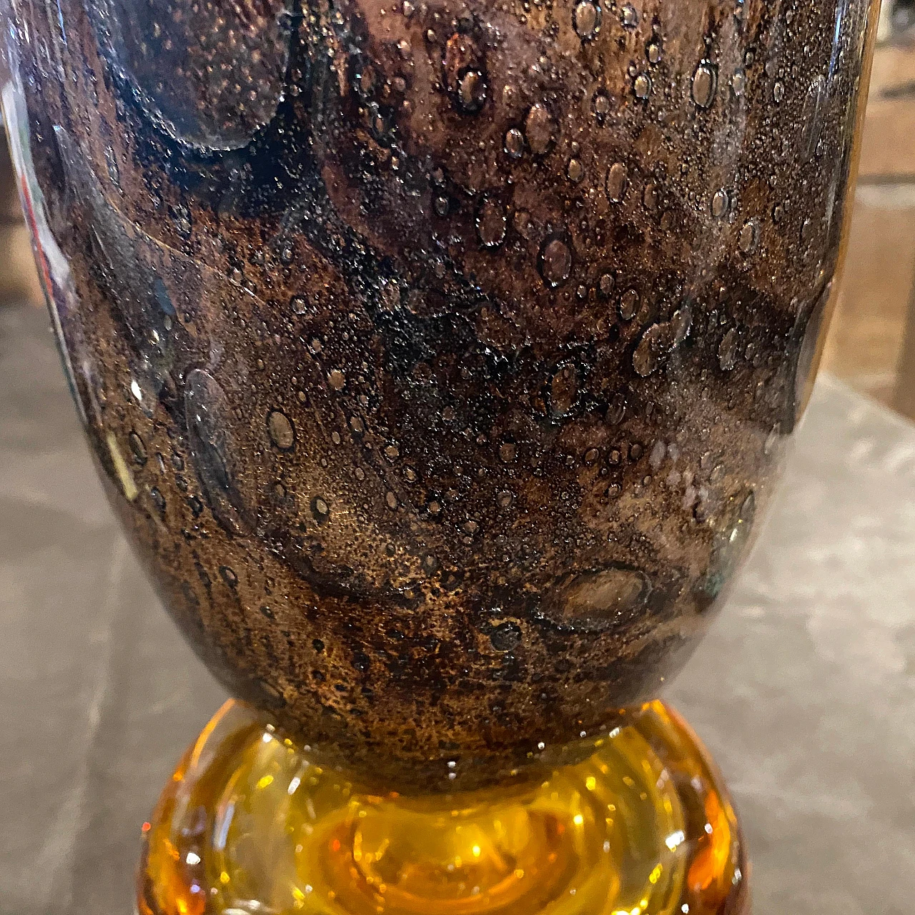 Brown & amber Murano glass vase by G. Cenedese, 1980s 14