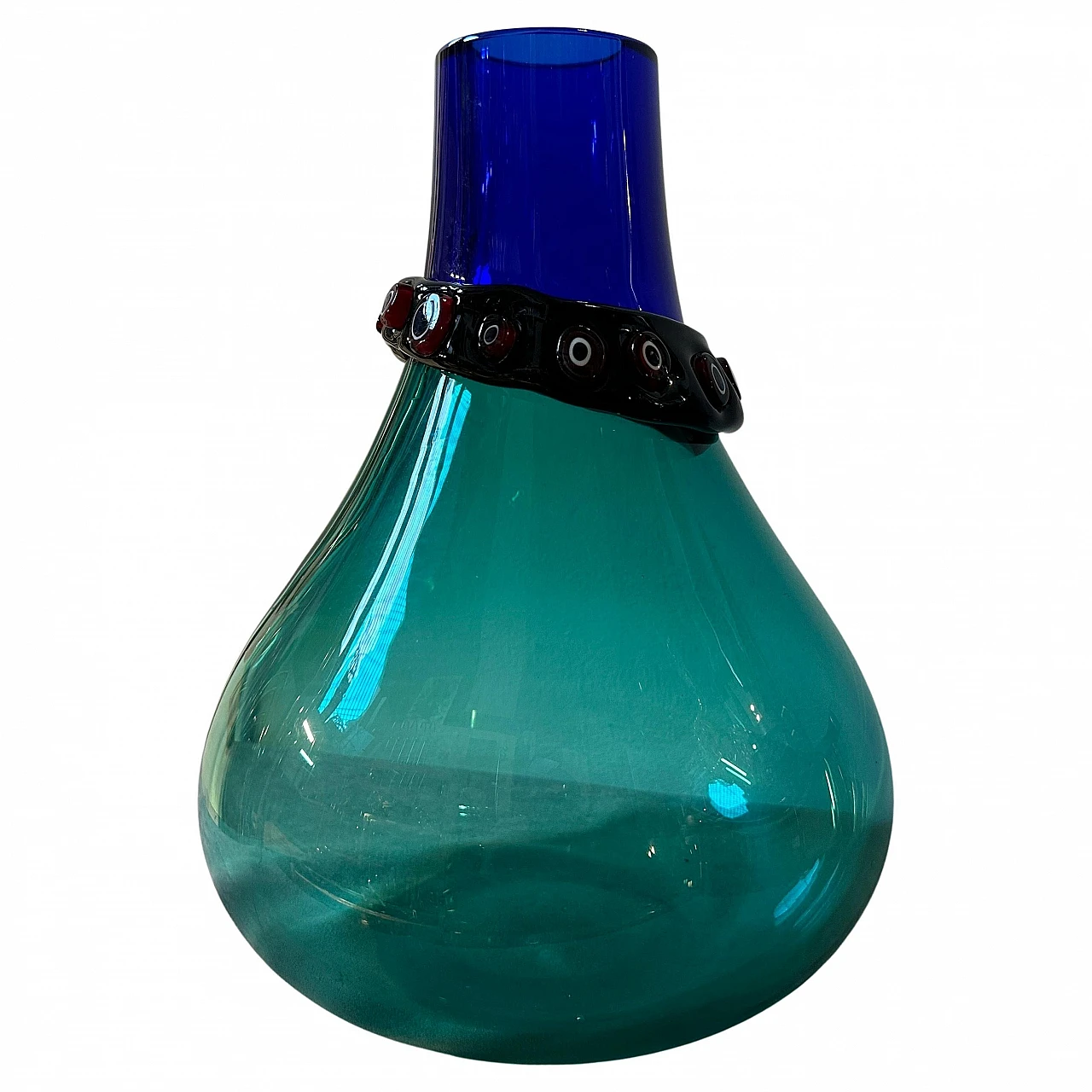 Incalmo vase in blue Murano glass by Alfredo Barbini, 1960s 2