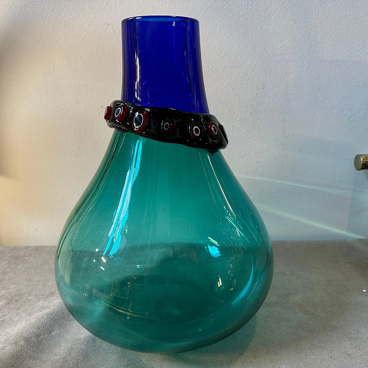 Incalmo vase in blue Murano glass by Alfredo Barbini, 1960s 3