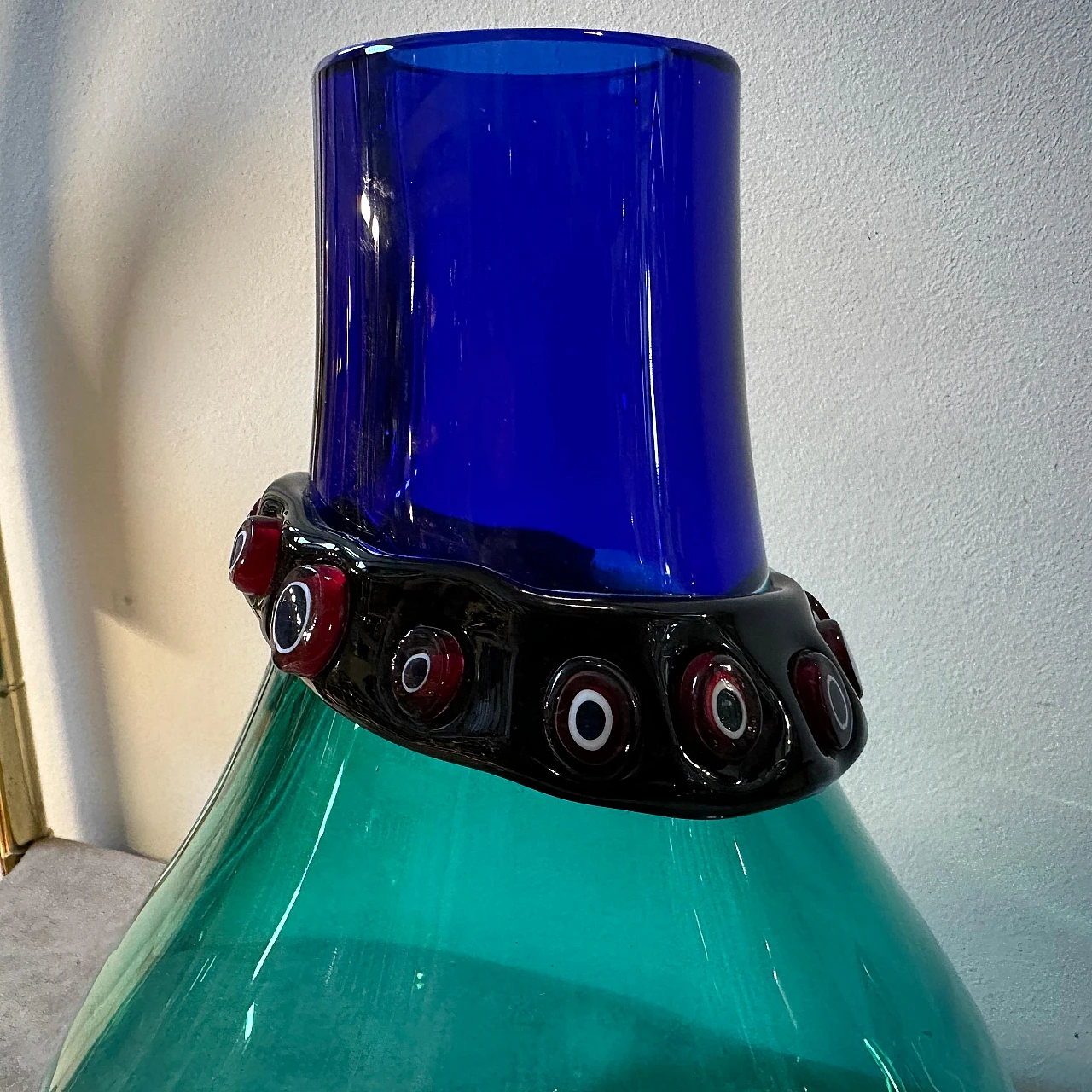 Incalmo vase in blue Murano glass by Alfredo Barbini, 1960s 4