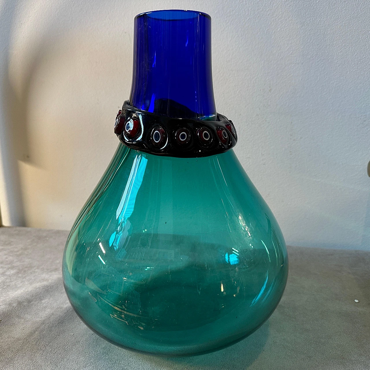 Incalmo vase in blue Murano glass by Alfredo Barbini, 1960s 7