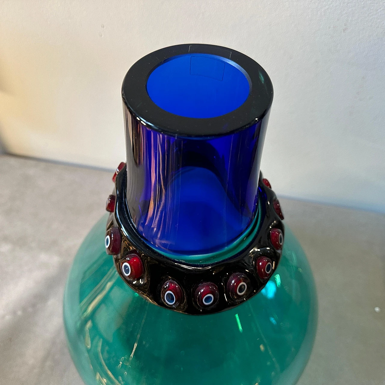 Incalmo vase in blue Murano glass by Alfredo Barbini, 1960s 9