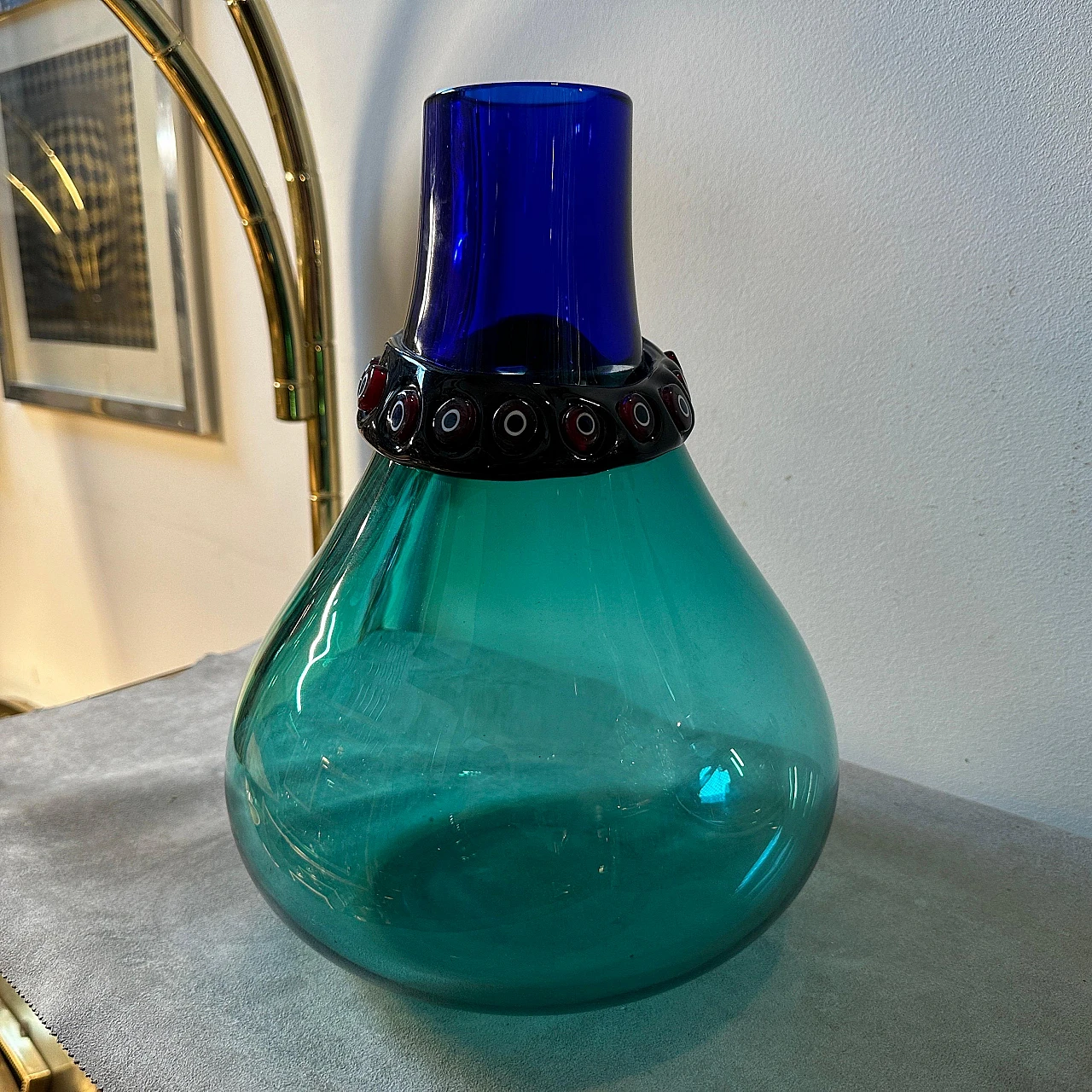 Incalmo vase in blue Murano glass by Alfredo Barbini, 1960s 12