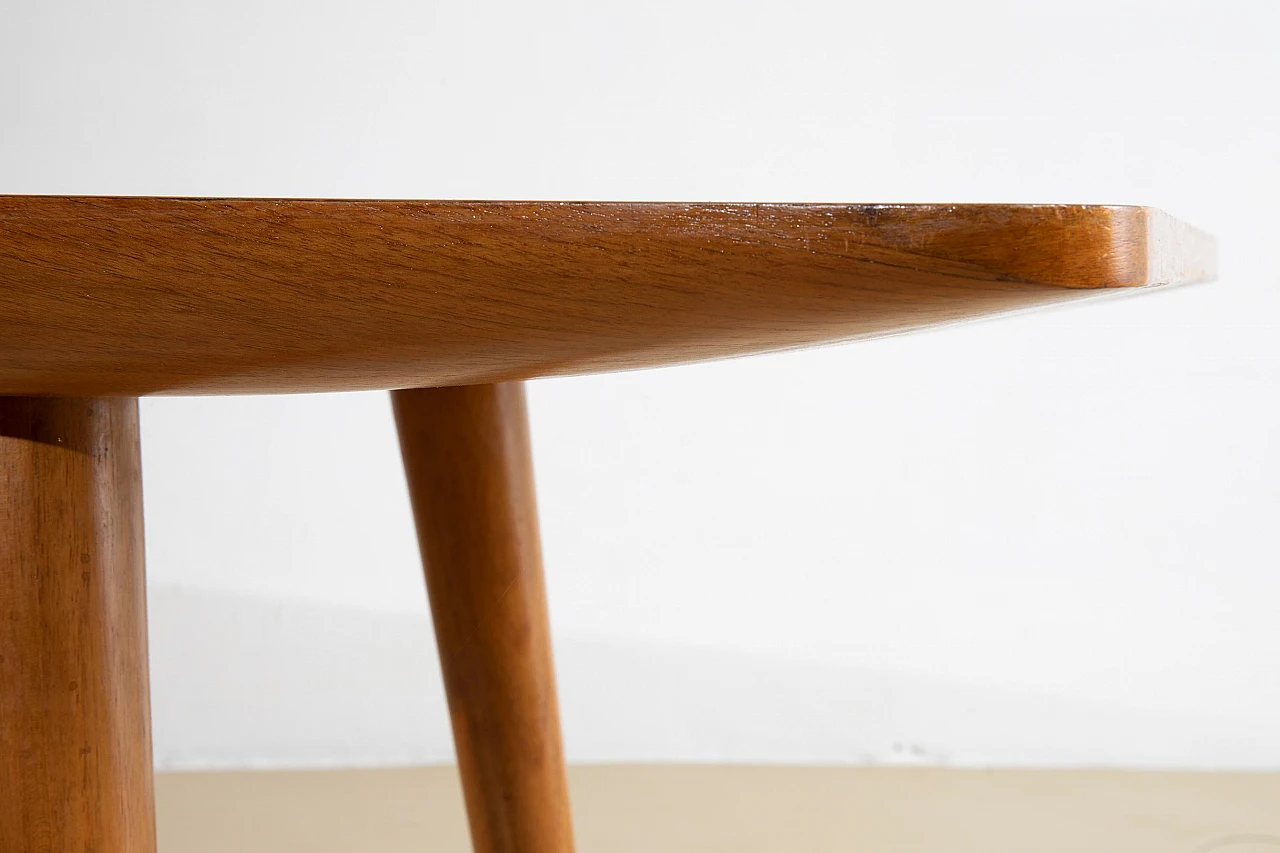 Rectangular wooden coffee table with brass ferrules, 1950s 6