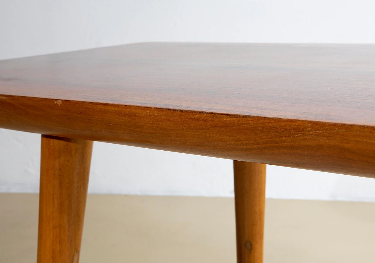 Rectangular wooden coffee table with brass ferrules, 1950s 7