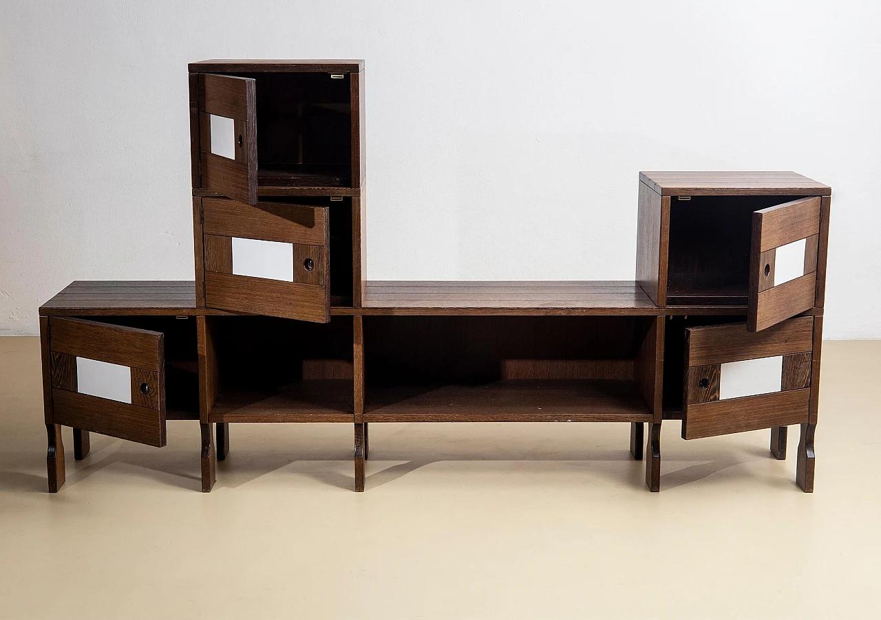 Sideboard in zebrano wood and grey laminate inserts, 1950s 2