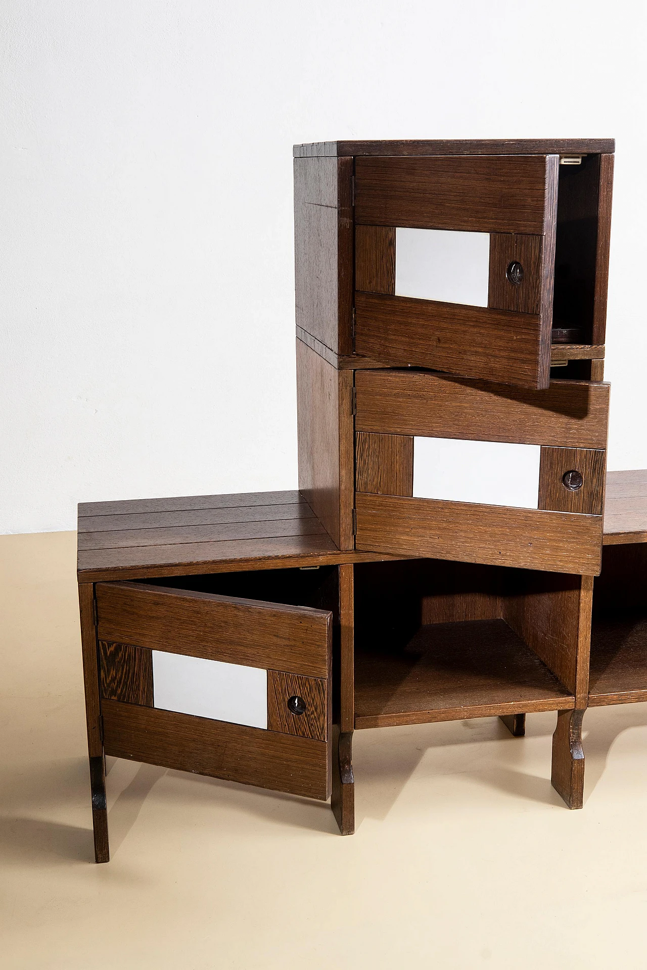 Sideboard in zebrano wood and grey laminate inserts, 1950s 3