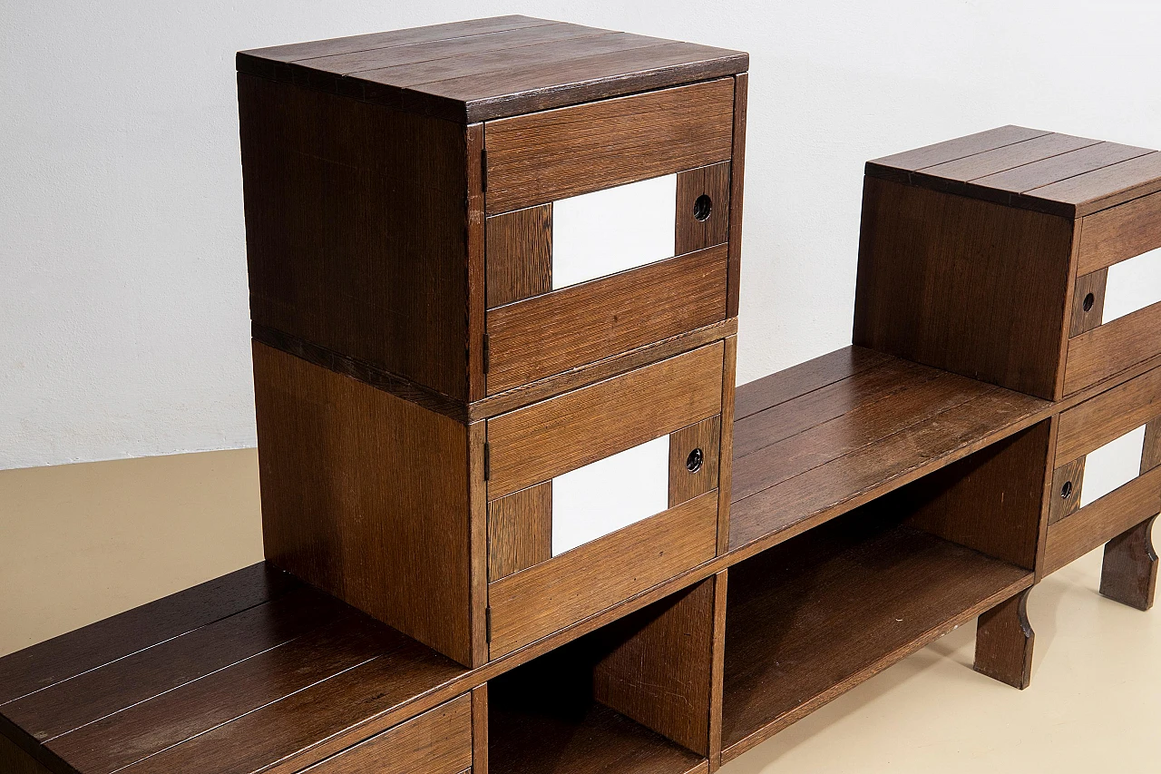 Credenza in legno zebrano ed inserti in laminato grigio, anni '50 4