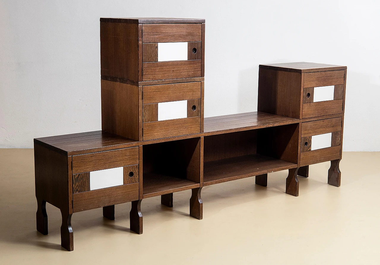 Sideboard in zebrano wood and grey laminate inserts, 1950s 5