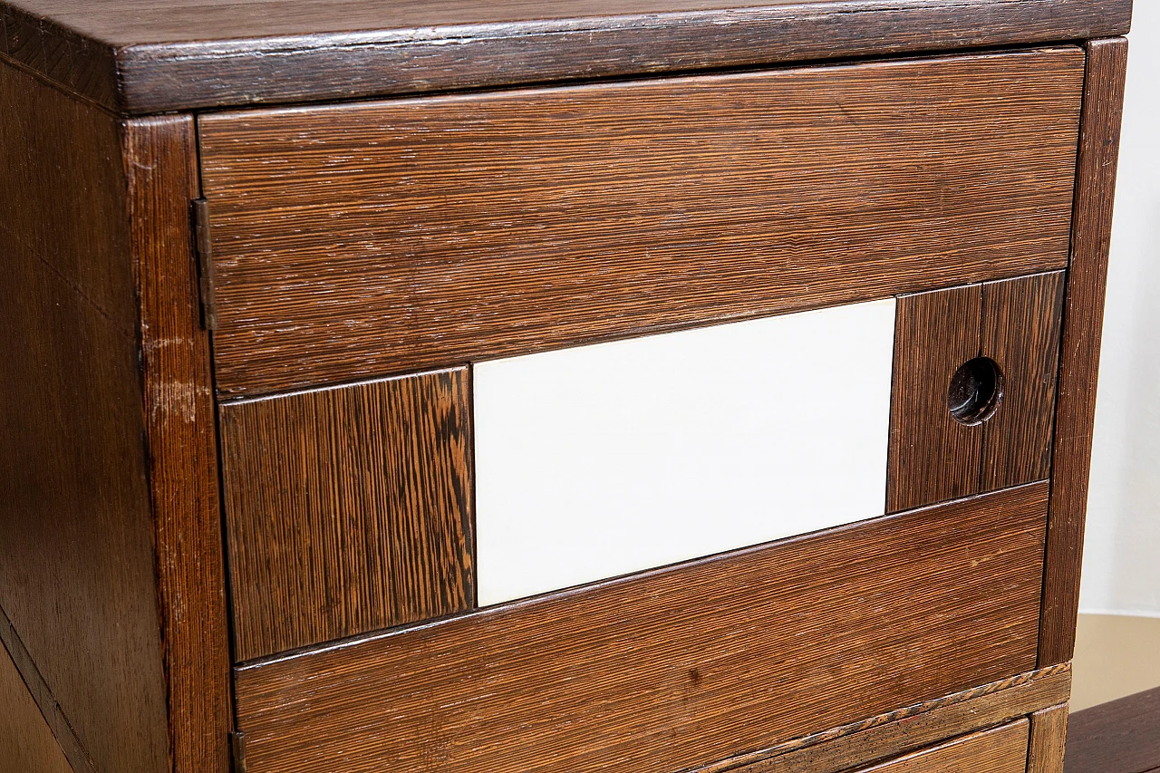 Credenza in legno zebrano ed inserti in laminato grigio, anni '50 6