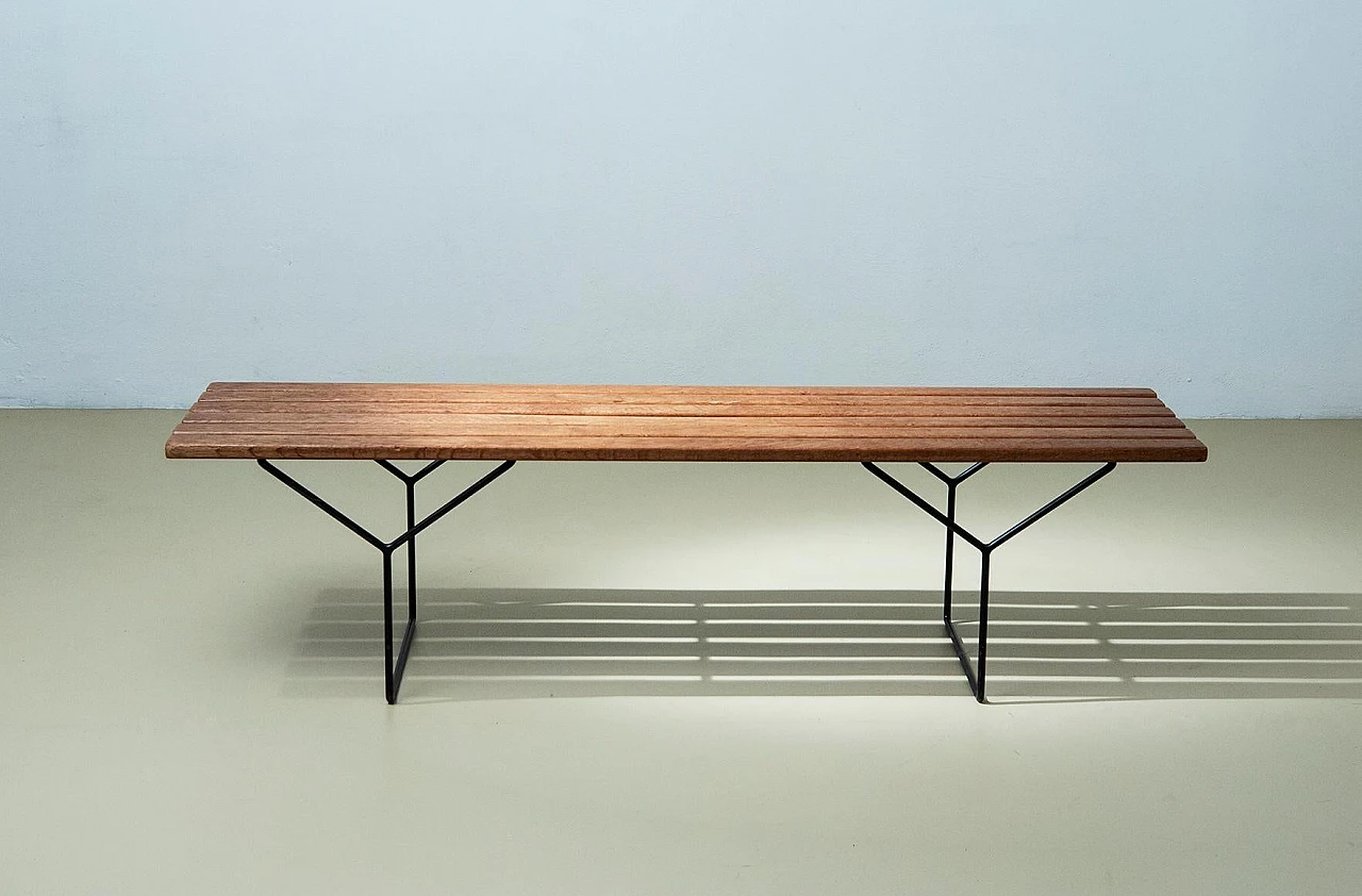 Bench 400 in wood and metal by H. Bertoia for Knoll, 1950s 3