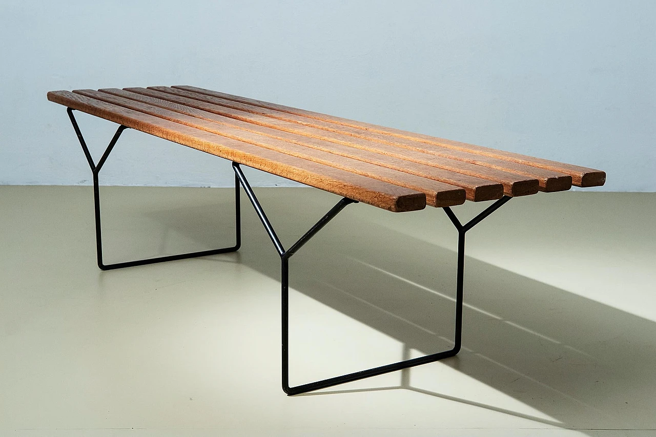 Bench 400 in wood and metal by H. Bertoia for Knoll, 1950s 5