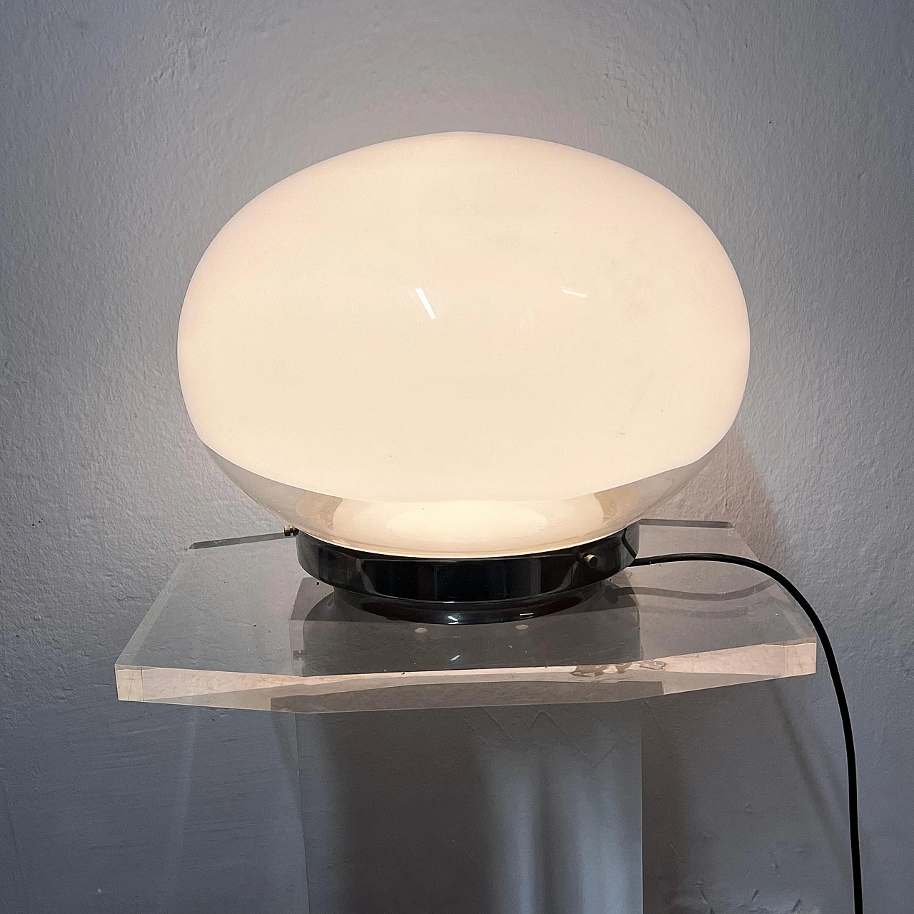 Glass and metal table lamp attributed to Mazzega, 1970s 3