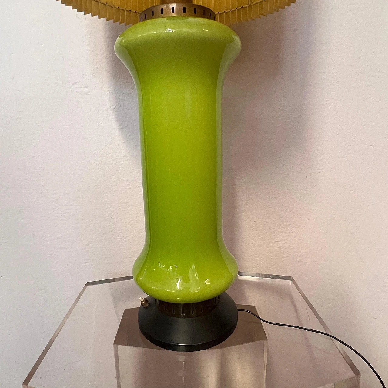 Green glass table lamp attributed to Stilnovo, 1960s 8