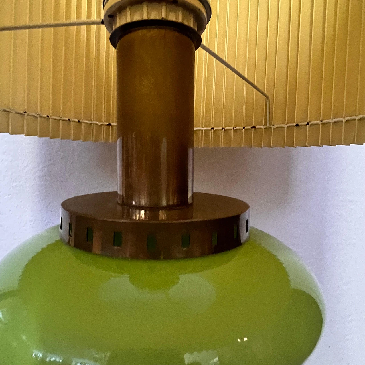 Green glass table lamp attributed to Stilnovo, 1960s 9